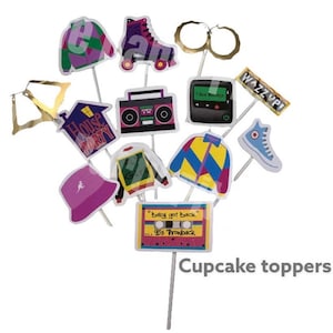 90&#39;s hip hop era The  fly girl cupcake topper house party, throwback party,90&#39;s theme party decor. funky fresh hip hop party theme  13 pcs