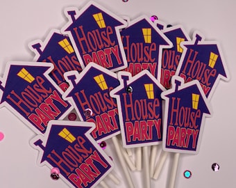 90's hip hop era Purple House party jam cupcake toppers. House party  throwback party,90's theme party decor.