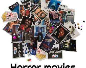 Horror movie posters confetti table toss party decor. Small Movie poster paper cut outs, from popular scary films  31 pcs with popcorn