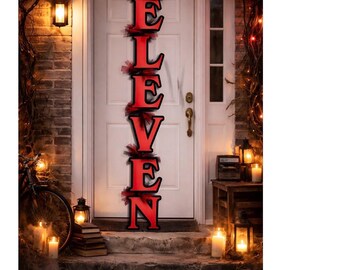 Personalized Oversize door hanging banner, wall banner, red and black spooky banner for your themed party