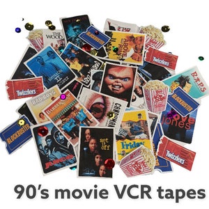 90,s Movie tapes, old school  table toss confetti decorations. Mini Movie poster paper cut outs, 90's theme movie table scatter decor 46pcs