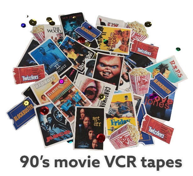 90,s Movie tapes, old school  table toss confetti decorations. Mini Movie poster paper cut outs, 90's theme movie table scatter decor 46pcs