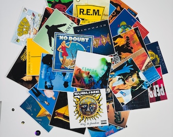 ROCK BAND 90's 3x3 album/CD cover  table toss confetti decorations.Music cover paper cut outs,90's theme party table party decorations 32pcs