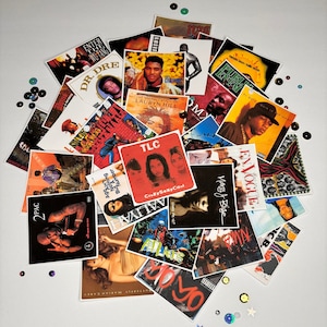 90,s (3X3) 33pcs Hip hop/R&B music Cd-album cover table toss confetti decor. Cd cover paper cut outs 90's theme  table party decorations