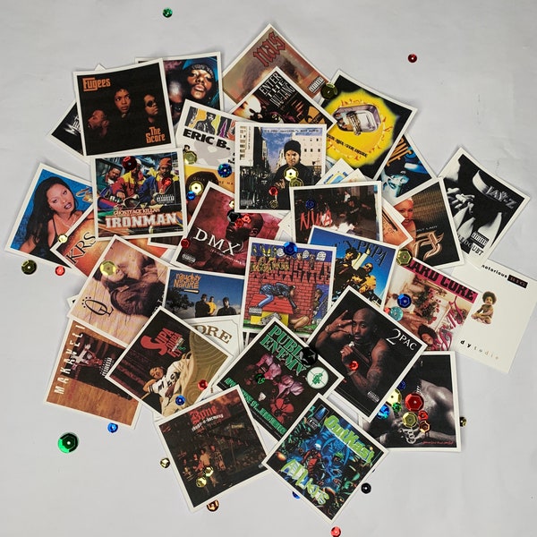 90,s Hip hop Cd album cover  table toss confetti decorations. Mini cd cover paper cut outs, 90's theme house party table party decorations