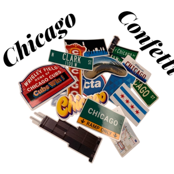 CHICAGO theme landmark confetti table toss 38pcs party decorations, cupcakes, Chicago decor, the  Windy city theme party, cardstock prints