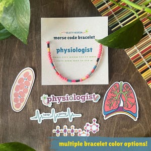 Set regalo per fisiologi: braccialetto e adesivi con codice Morse / Regalo a tema scientifico per studenti laureati e ricercatori