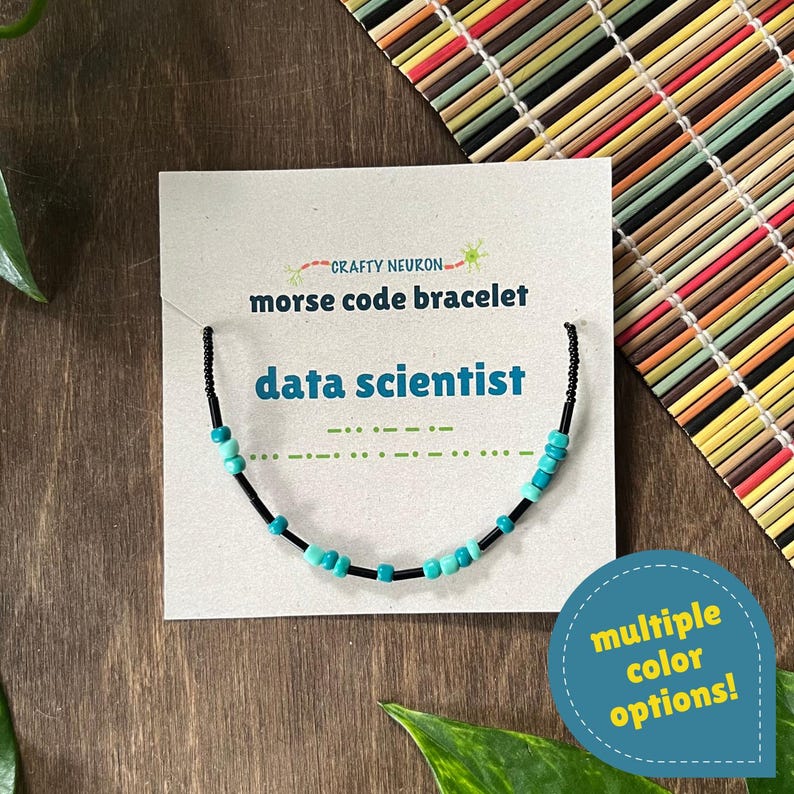 Data Scientist Morse Code Bracelet - Data Science / Science-Themed Gift for Grad Students, Researchers image 1