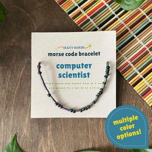 Computer Scientist Morse Code Bracelet - Computer Science / Science-Themed Gift for Grad Students, Researchers