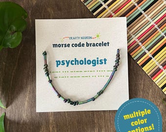 Psychologist Morse Code Bracelet - Psychology / Science-Themed Gift for Grad Students, Researchers