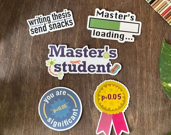 Master's Student Sticker Pack - Science-Themed Gift for Grad Students, Researchers