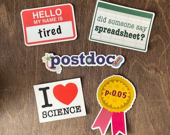 Postdoc Sticker Pack - Science-Themed Gift for PhD Grads, Researchers