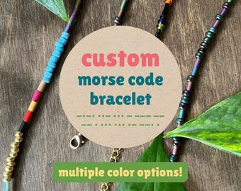 Custom Morse Code Bracelet - Choose Your Own Message / Personalized Hidden Message Jewelry Gift