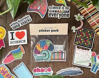 Mix & Match Sticker Pack - Science-Themed Gift for Grad Students, Researchers