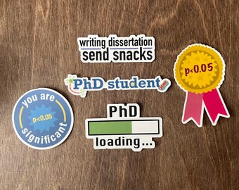 PhD Student Sticker Pack - Doctoral Student / Science-Themed Gift for Grad Students, Researchers