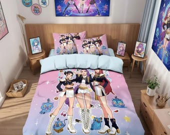 Juego de cama Demon Hunter de K-Pop: funda nórdica de anime para niños y adultos