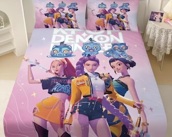 Juego de sábanas K-Pop Demon Hunters, sábana ajustable con estampado de anime