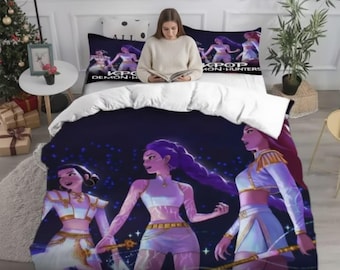 Juego de cama personalizado de Demon Hunter KPop, edredón y funda nórdica para niños y adultos.