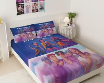 Juego de sábanas ajustables de 3 piezas del anime K-Pop Demon Hunters, regalo para fans