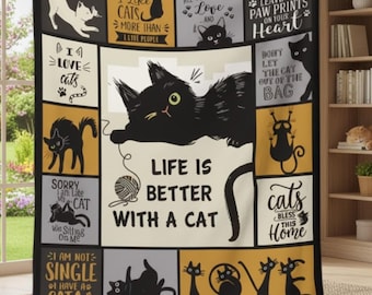 Manta polar con temática de gato de fantasía: acogedora manta de poliéster para sofá, cama y siesta en la oficina.