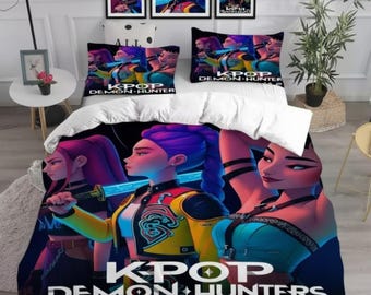 Juego de edredón y funda de edredón Demon Hunter personalizado de KPop, regalo para fanáticos de niños y adultos.