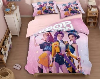 Juego de cama Demon Hunter de K-Pop: funda nórdica de anime para niños y adultos, regalo suave para fans, decoración de dormitorio