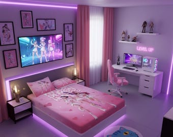 Juego de sábanas de anime K-Pop Demon Hunters, regalo para niños