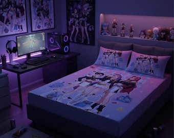 Juego de sábanas Demon Hunters de K-Pop, sábana ajustable con estampado de anime, regalo para fans