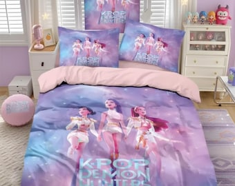 Juego de edredón y funda de edredón Demon Hunter de KPop, regalo para niños