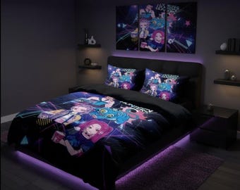 Juego de cama de 3 piezas de Demon Hunters de K-Pop, funda nórdica de anime, decoración para dormitorio