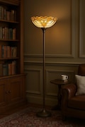 Art Deco Tiffany Stained Glass Floor Lamp – Elegant Uplighter