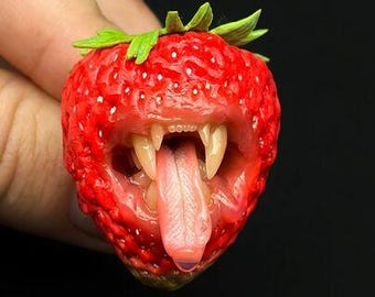 Monster Strawberry Beast-ring – Unieke handgemaakte ring