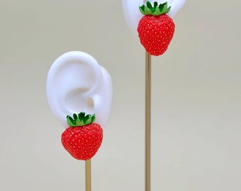 Kolczyki truskawkowe - wyjątkowe ręcznie robione kolczyki
