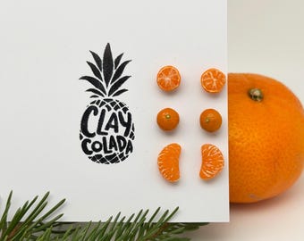 Ręcznie robione kolczyki z gliny polimerowej w kształcie mandarynki – Fruit Jewelry Designs