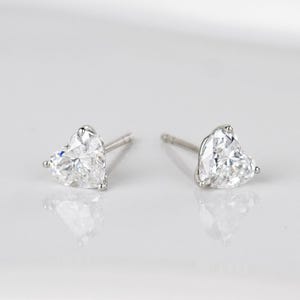 1 Carat IGI CERTIFIED E Color VVS2 Clarity Heart Shape Lab Grown Diamond Stud Earrings, 14K White Gold Pushback Posts