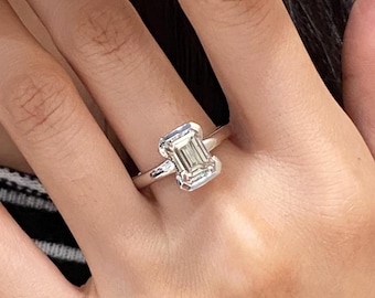 3 Carat IGI Certified E color VVS2 Clarity Emerald Cut Lab Grown Diamond Engagement Ring 14k White Gold
