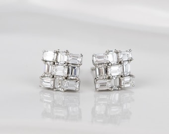 1 Karat Multistein Labradorit Ohrstecker IGI zertifiziert / Diamant Ohrstecker / 14K Solid Gold Braut Ohrringe / Hochzeitsohrringe