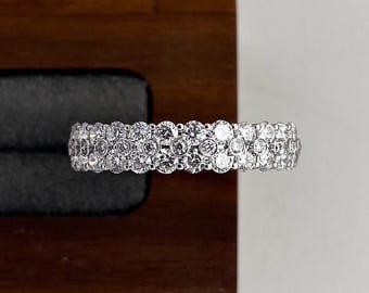 Micro Pave Diamond Wedding Band, Full Eternity Stackable Ring, Lab Grown Diamond Wedding Ring, Anniversary Wedding Band