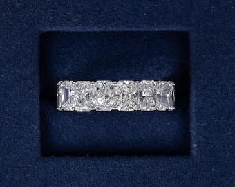 Lab Grown Diamond Full Eternity Band, 14K White Gold Radiant Cut Diamond Engagement Band, Radiant Wedding Band, Stacking Diamond Band