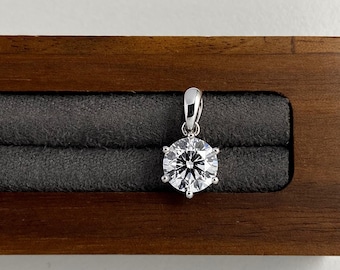 1.5 Carat IGI Certified D VVS2 Round Brilliant Lab Grown Diamond Solitaire Pendant 6 Prong 14K White Gold Diamond Pendant