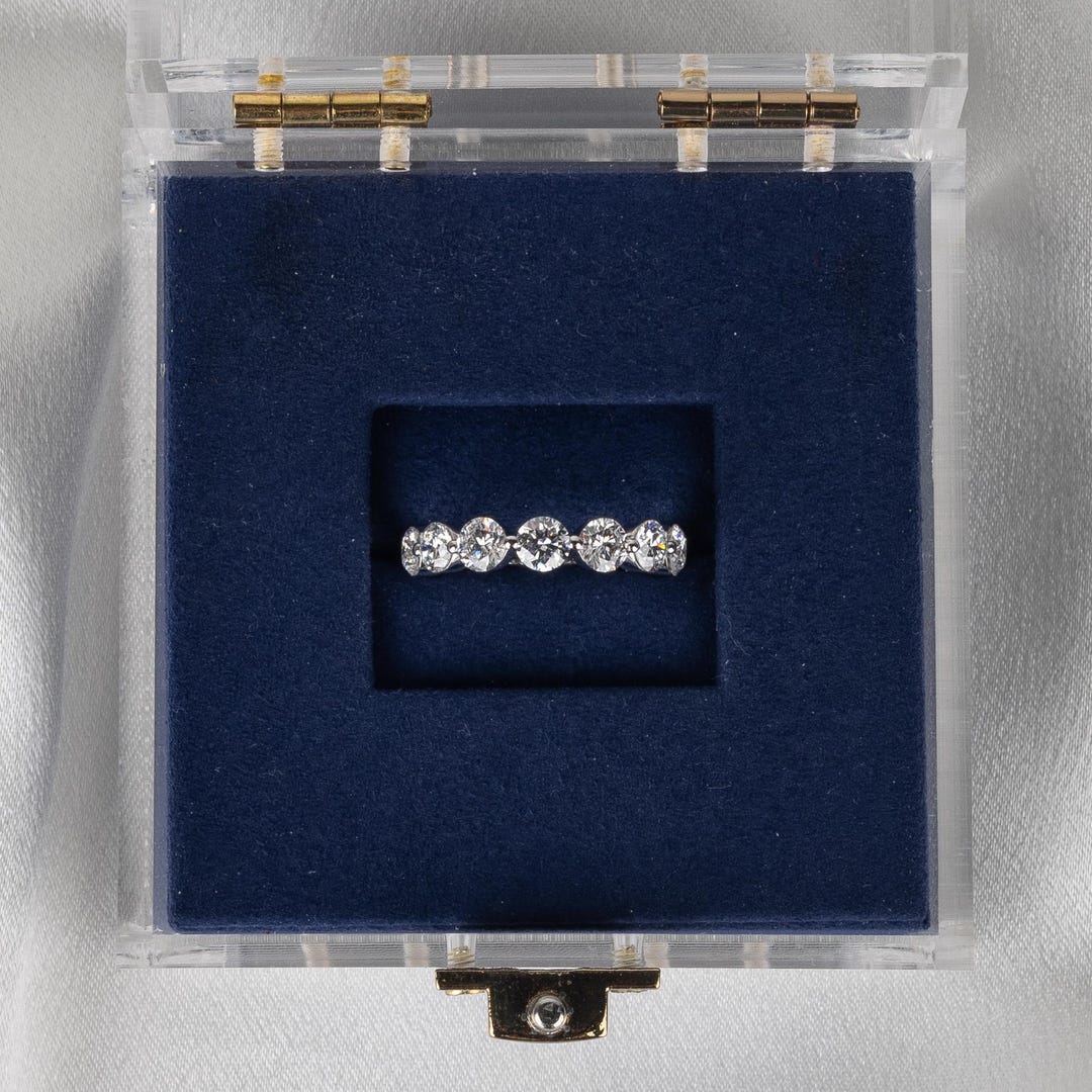 7 Stone Lab Grown Diamond Ring | Round Brilliant Eternity Band in 14K ...