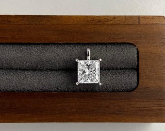 1.5 Carat Princess Diamond Pendant IGI Certified Lab Grown Diamond Pendant 14K White Gold