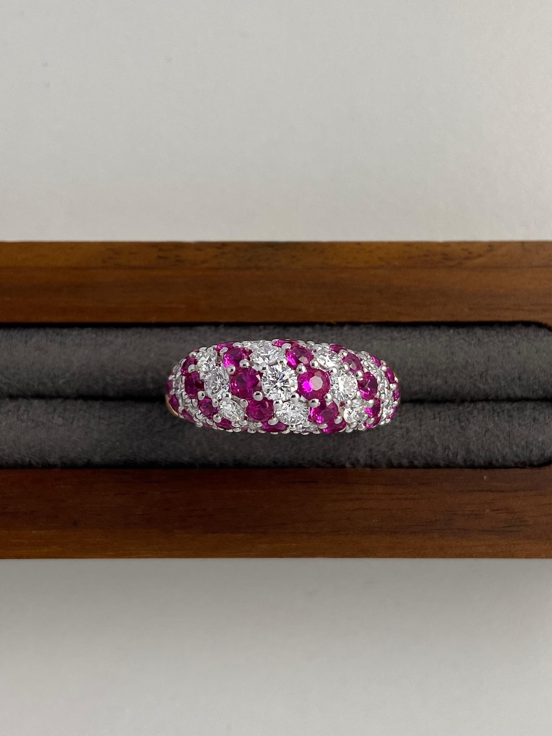 7 Row Lab Grown Ruby & Diamond Eternity Band Ring - 14K 18K Solid Gold ...