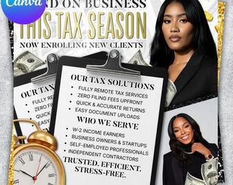 Tax Prep Service Flyer, Tax Preparation Flyer, Accounting Flyer, Tax Consultant Marketing Template, Tax Flyer for Tax Season, DIY in Canva