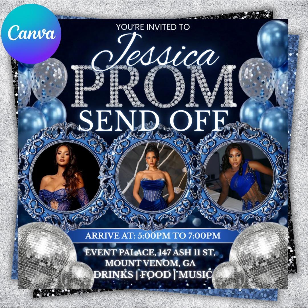 Instant Prom Design Prom Send off Flyer, DIY Prom Flyer, Prom Canva Template, Prom Send Off ...