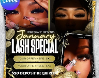 January Lash Flyer New Year Booking Flyer Lash Tech Flyer Book Now Flyer, January Books Open Lash Artist Flyers Holiday Lash Sale Newspaper