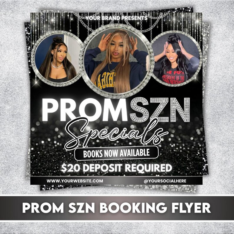 Prom Booking Flyer, Prom Szn Special Flyer, Prom Season Special Deal Flyer, Homecoming Flyer, MUA Lashes Nails Hair Braids wig Flyer, canva
