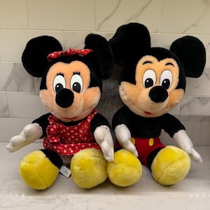 Vintage Minnie AND Mickey Mouse Stuffed Animals, Plush Toys ~ Disneyland Walt Disney World ~14" afbeelding 1