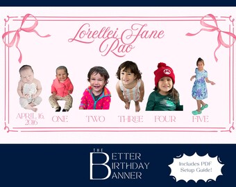 Gepersonaliseerde Shabby Chic Verjaardag Tijdlijnkunst voor Samsung Frame TV (digitale download) - Aangepaste digitale verjaardagsbanner voor tv