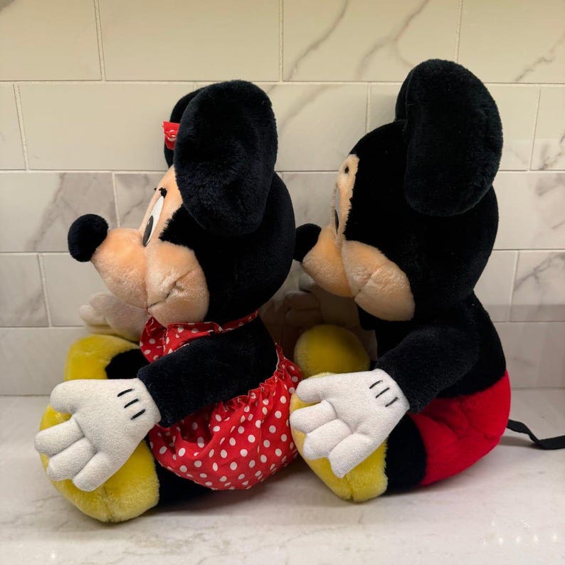 Vintage Minnie AND Mickey Mouse Stuffed Animals, Plush Toys ~ Disneyland Walt Disney World ~14" afbeelding 4